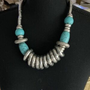 Source Unknown Silver and Turquoise Necklace